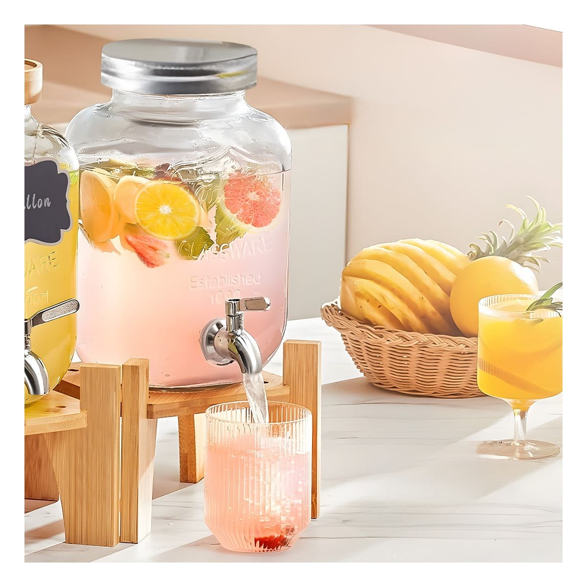SURTIDOR PARA HOGAR 4L CON BASE DE MADERA Y TAPA METAL TRANSPARENTE Y+POST IT - 3
