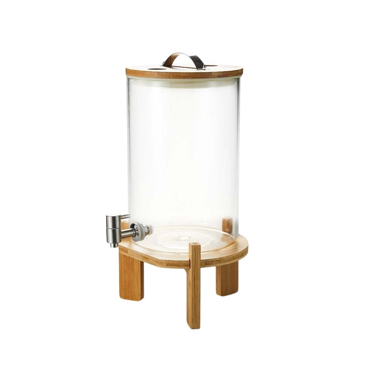 CONTENEDOR 8L TRANSPARENTE CON SOPORTE DE MADERA PRACTICO PARA MESA O BUFFET Y+PAPEL REGALO - 1