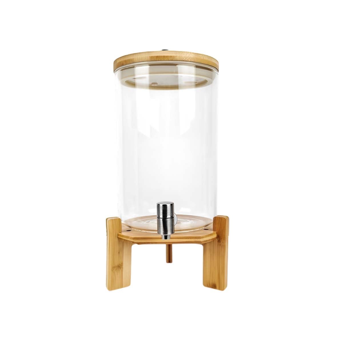 JARRA 8L TRANSPARENTE CON BASE DE MADERA ELEGANTE PARA EVENTOS Y CELEBRACIONES Y+REGALO STICKER - 3