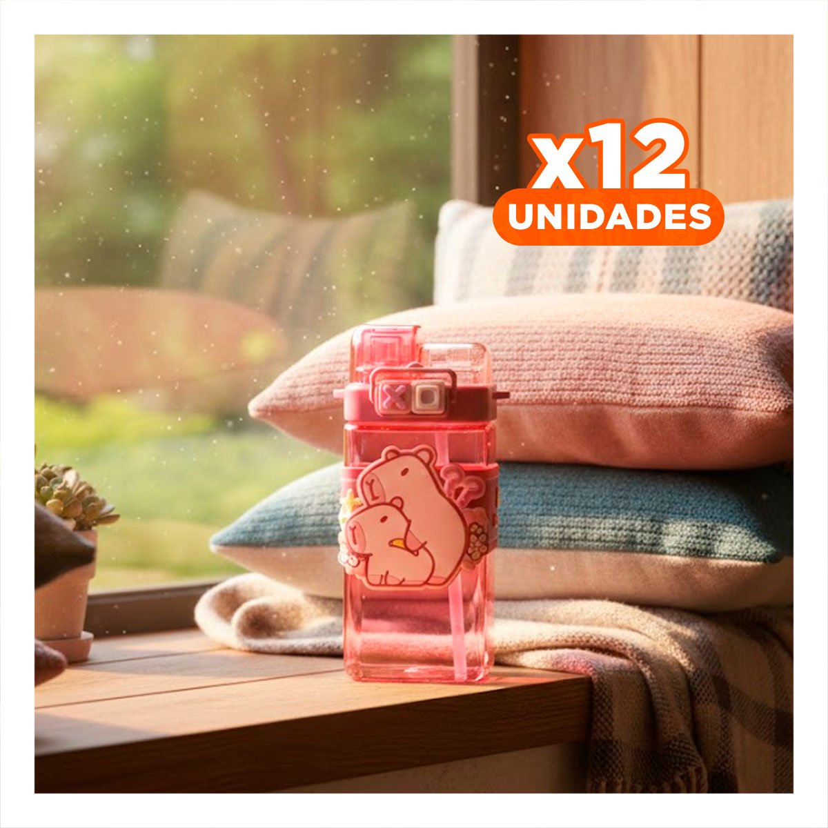 PACK12 JARRA DOBLE CHUPON CON CORREA ROSADO LIGERA Y COMODA TRANSPORTAR - 1