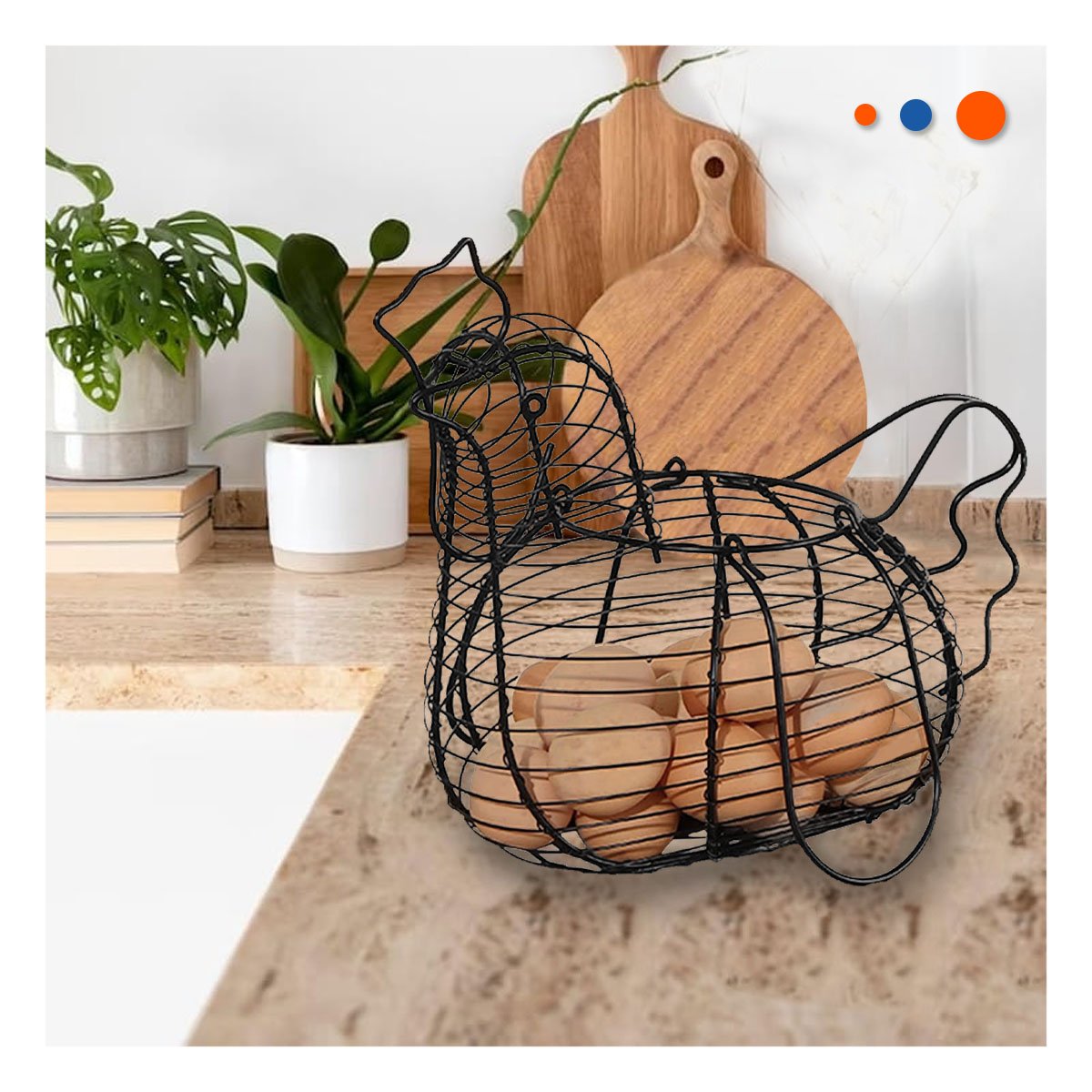 PACK6 ENVASE PARA HUEVOS CON ASA NEGRO CON DETALLE GALLINA COCINA CASA Y+REGALO STICKER - 5