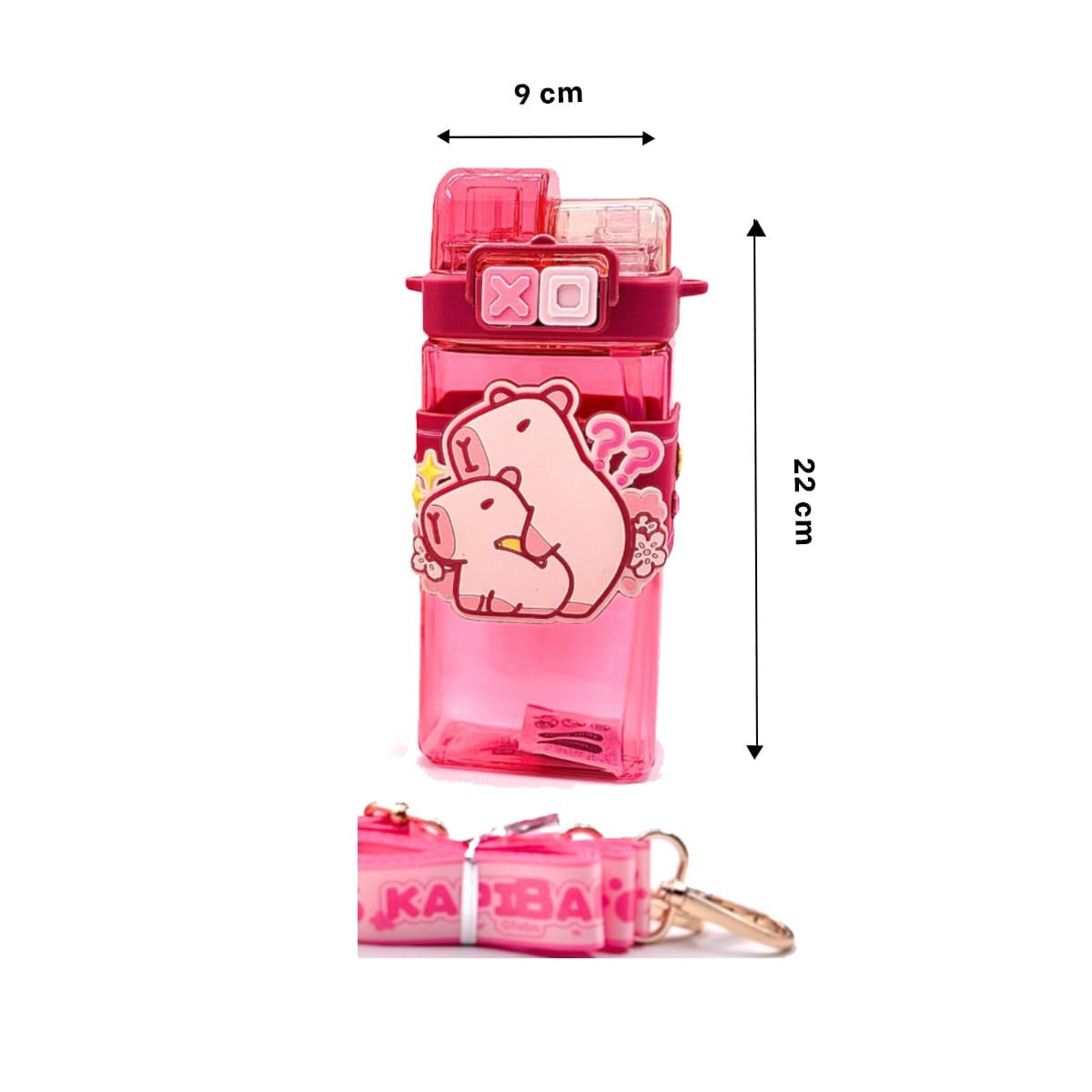 PACK12 JARRA DOBLE CHUPON CON CORREA ROSADO RESISTENTE Y FACIL DE LIMPIA Y+REGALO STICKER - 4