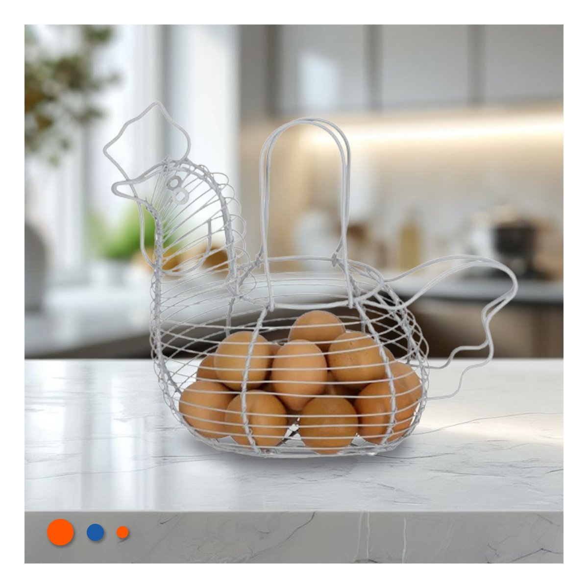 PACK12 EQUIPO DECORATIVO PARA HUEVOS CON ASA BLANCO FORMA GALLINA Y+REGALO STICKER - 3
