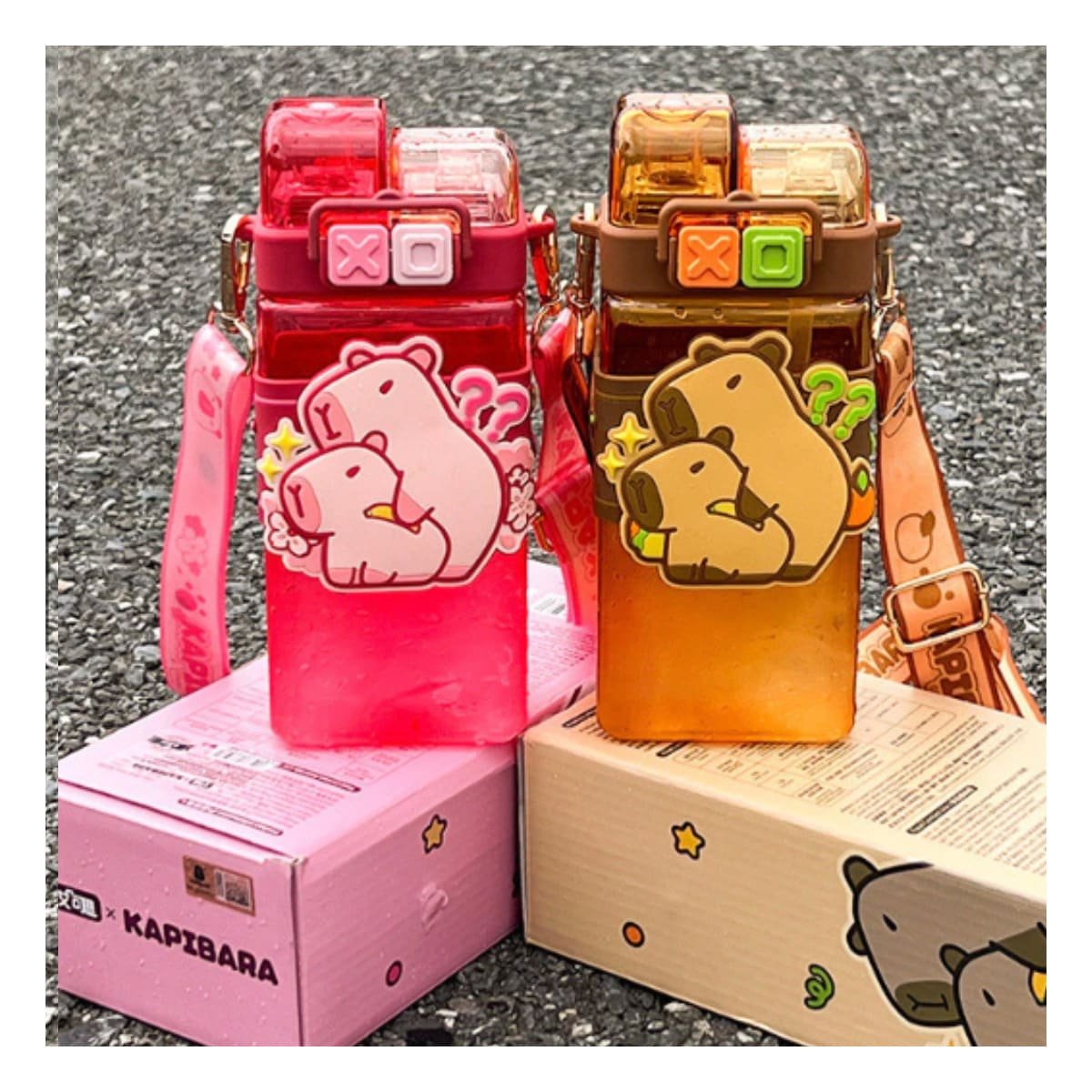 BOTELLA DOBLE CHUPON CON CORREA ROSADO RESISTENTE Y FACIL DE LIMPIAR Y+LIGAS REGALO - 2