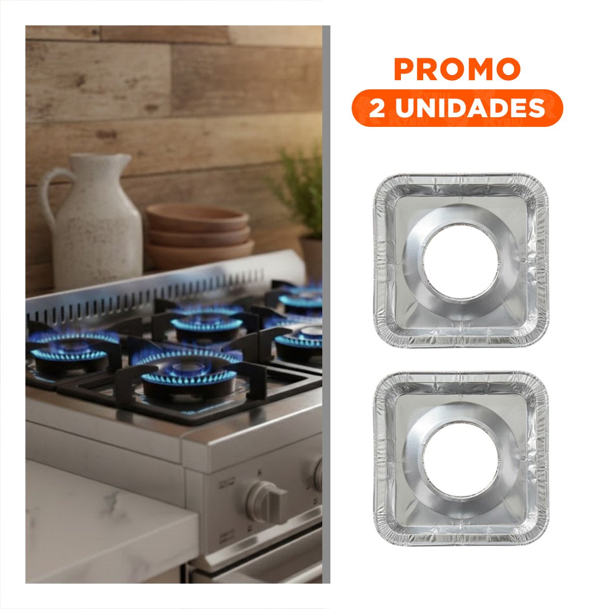 PACK2 CUBIERTA PROTECTORA ALUMINIO HORNILLA CUADRADO 5PZS PLATEADO DURADERA - 1