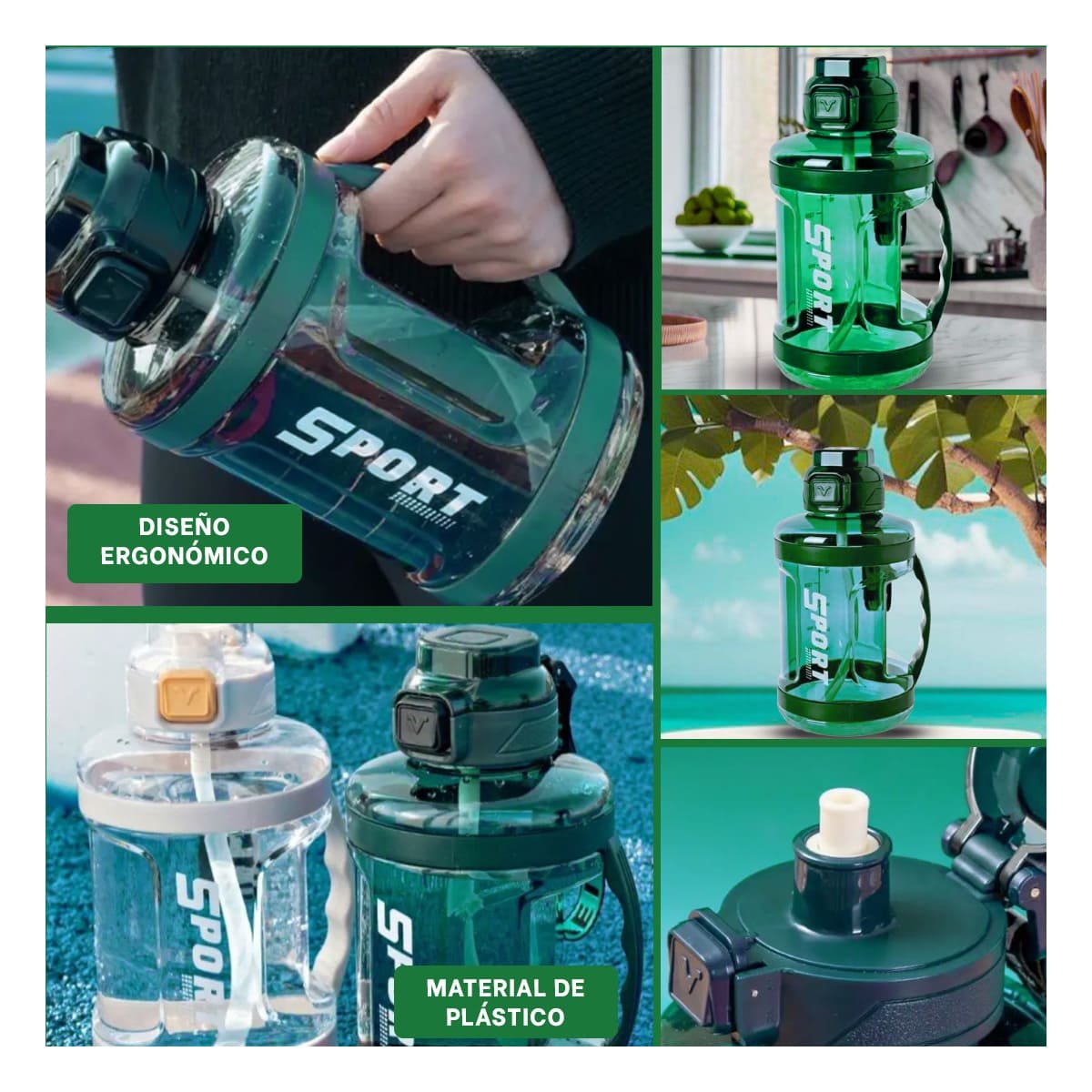 PACK6 COPA BIDON VERDE DOBLE PARED CONSERVA LA TEMPERATURA DE BEBIDAS Y+PAPEL REGALO - 3