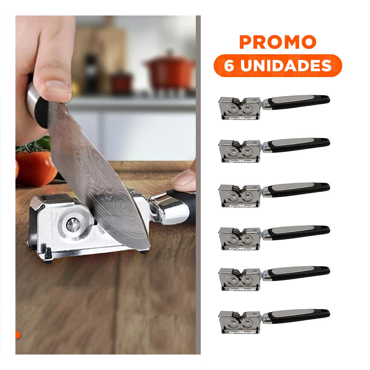 PACK6 ACCESORIO RAPIDO DE CUCHILLO CON MANGO PLATEADO Y NEGRO FACIL DE USAR - 1