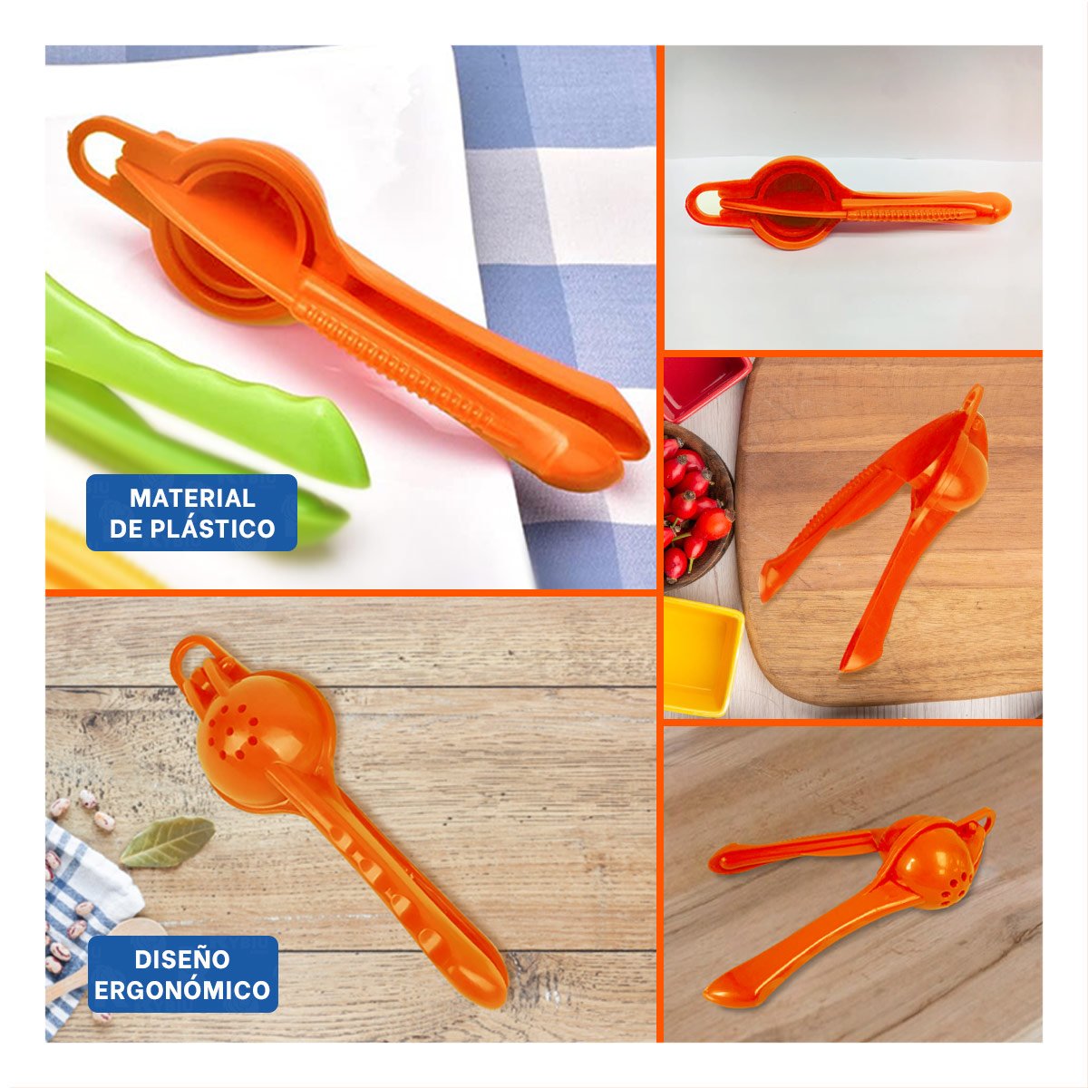 PACK4 TRITURADOR LIGERO PLASTICO NARANJA PARA PREPARAR JUGOS FRESCOS HOGAR Y+REGALO STICKER - 2