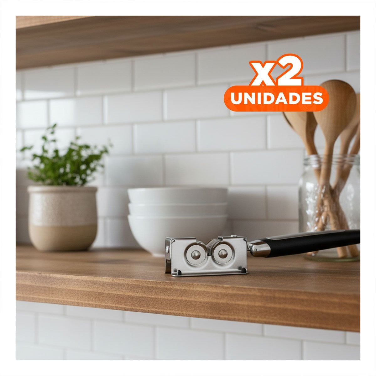 PACK2 KIT COMPACTO DE CUCHILLO CON MANGO PLATEADO Y NEGRO PARA COCINA HOGAR Y+REGALO STICKER - 1