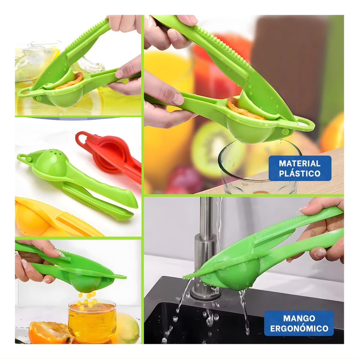 PACK6 PRENSADOR VERDE PLASTICO CASERO PARA HOGAR Y+PAPEL REGALO - 3