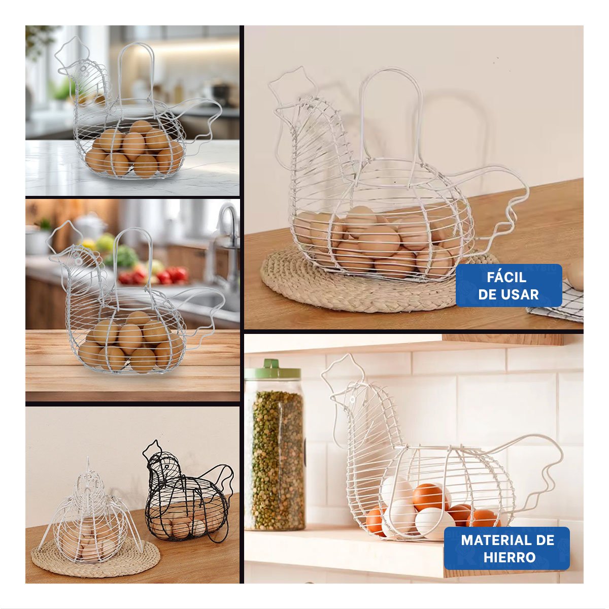 PACK12 PRODUCTO DECORATIVO PARA HUEVOS CON ASA BLANCO FIGURA GALLINA Y+PAPEL REGALO - 2