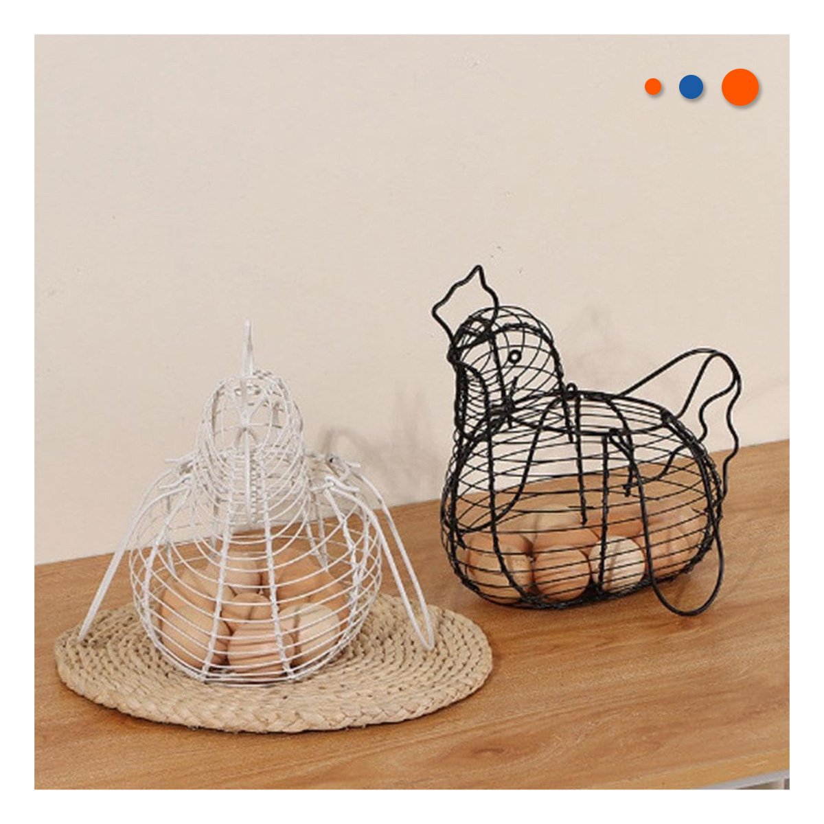 PACK12 PRODUCTO DECORATIVO PARA HUEVOS CON ASA BLANCO FIGURA GALLINA Y+PAPEL REGALO - 3