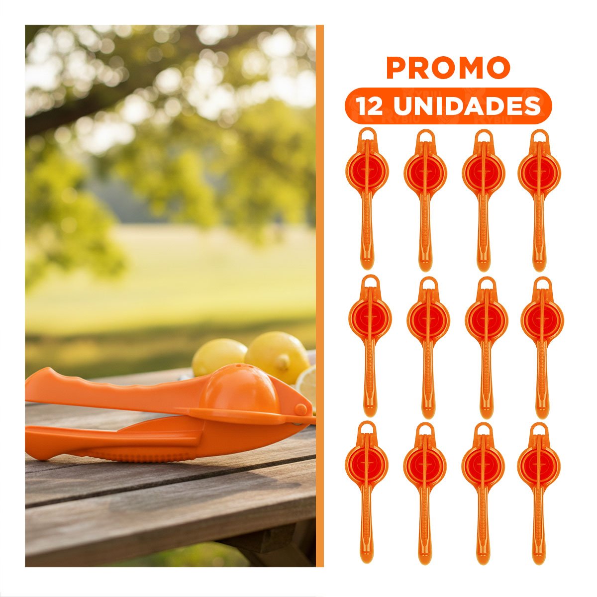 PACK12 MOLINO FACIL PLASTICO NARANJA PARA JUGOS NATURALES EN CASA HOGAR Y+REGALO STICKER - 1