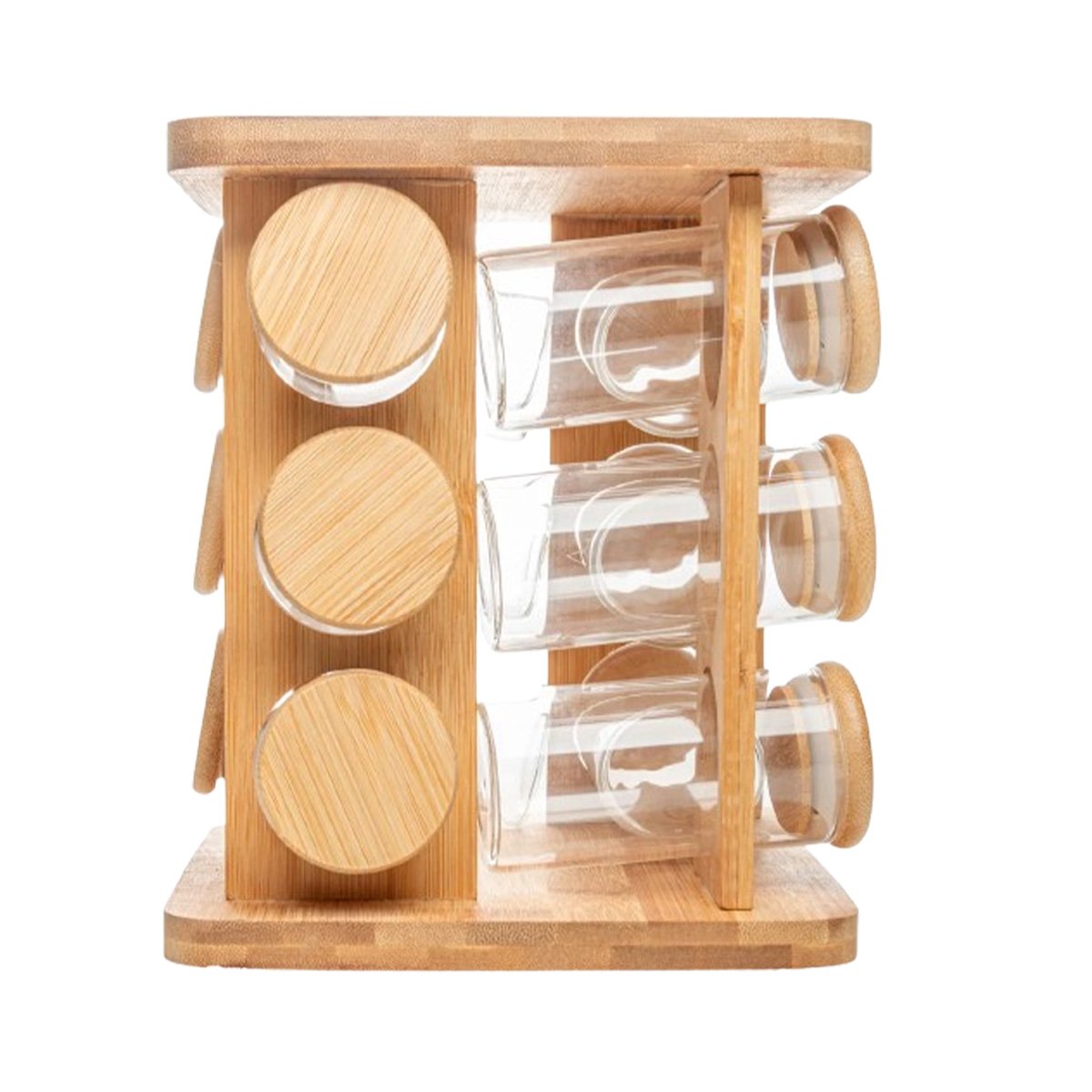 MODULO GIRATORIO CUADRADO DE MADERA CON 12 FRASCOS COCINA Y+PAPEL REGALO - 1
