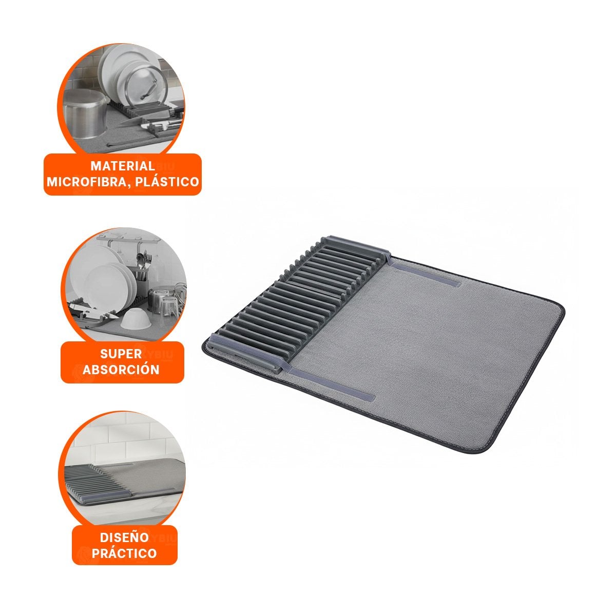 TAPETE ESCURRIDOR ABSORBENTE COLOR PLOMO CON TEXTURA SUAVE Y FUNCIONAL Y+PAPEL REGALO - 1