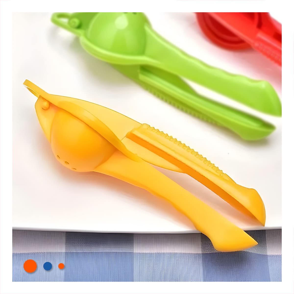 EXTRACTOR DE JUGOS PLASTICO AMARILLO PRACTICO Y LIGERO PARA CASA Y+PAPEL REGALO - 2