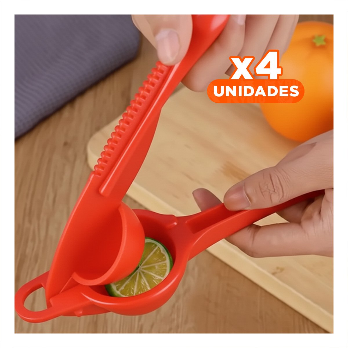 PACK4 EXTRACTOR DE LIMONES ROJO FACIL DE LIMPIAR Y USAR EN CASA - 1
