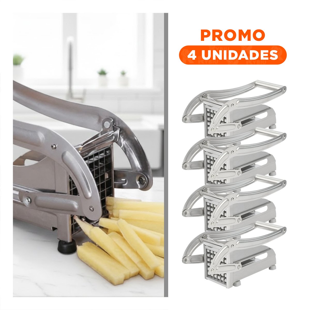 PACK4 DISPOSITIVO MULTIUSO DE PAPA Y VERDURAS PLATEADO COMPACTO Y SEGURO Y+REGALO STICKER - 1