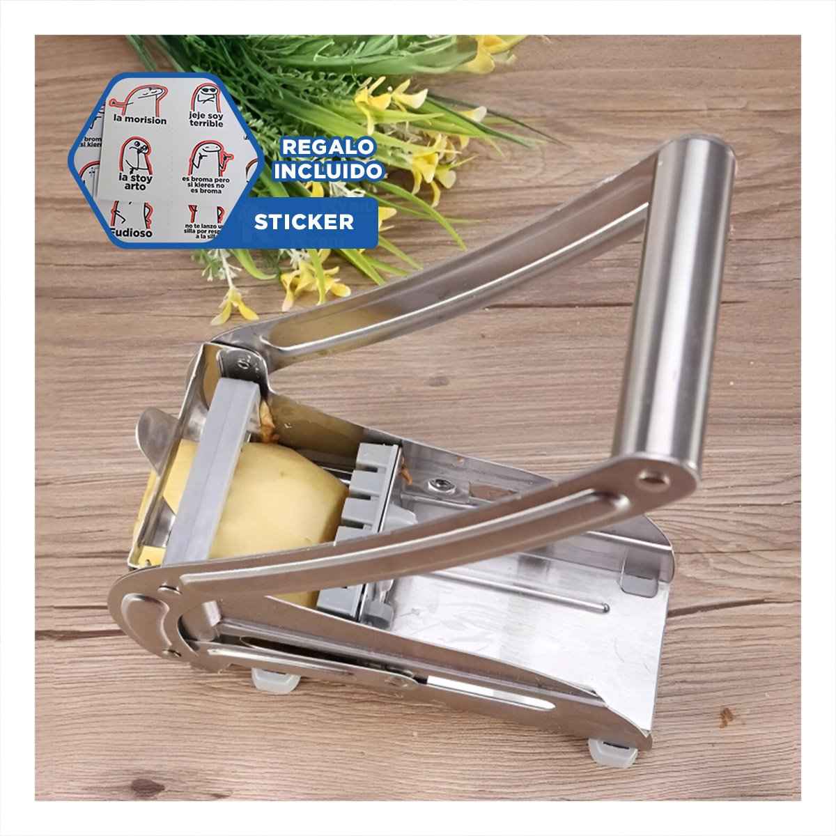 TROCEADOR FACIL DE PAPA Y VERDURAS PLATEADO MULTIFUNCIONAL Y SEGURO Y+REGALO STICKER - 1