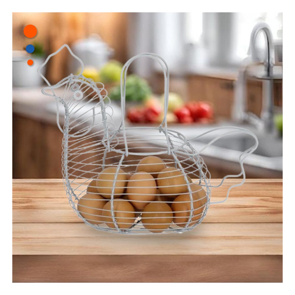 PACK12 ELEMENTO DECORATIVO PARA HUEVOS CON ASA BLANCO ESTILO GALLINA - 3