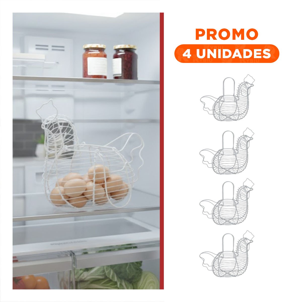 PACK4 BASE DECORATIVA PARA HUEVOS CON ASA BLANCO FORMA GALLINA Y+REGALO STICKER - 1