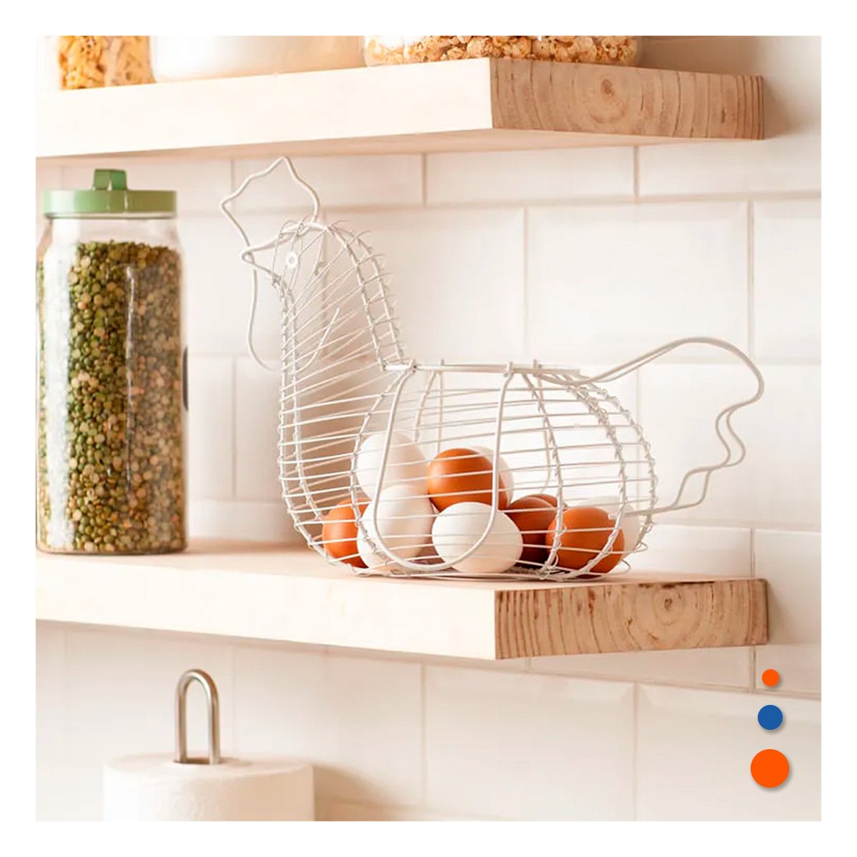PACK4 BASE DECORATIVA PARA HUEVOS CON ASA BLANCO FORMA GALLINA Y+REGALO STICKER - 3