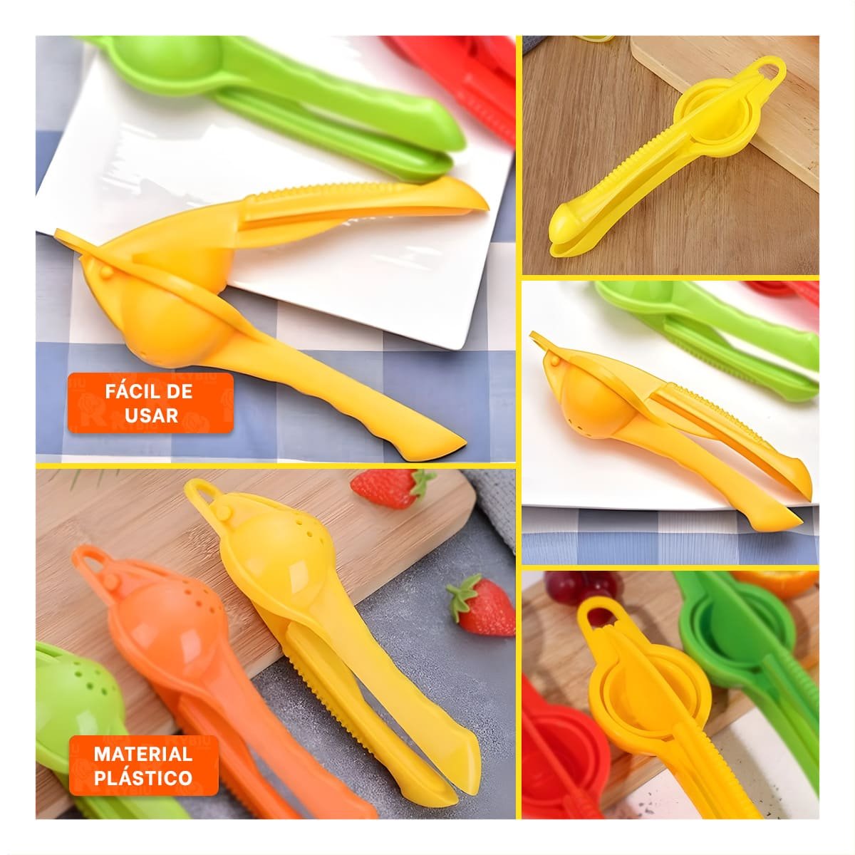 TRITURADOR DE JUGOS PLASTICO AMARILLO PARA COCINA HOGAR Y BEBIDAS - 5