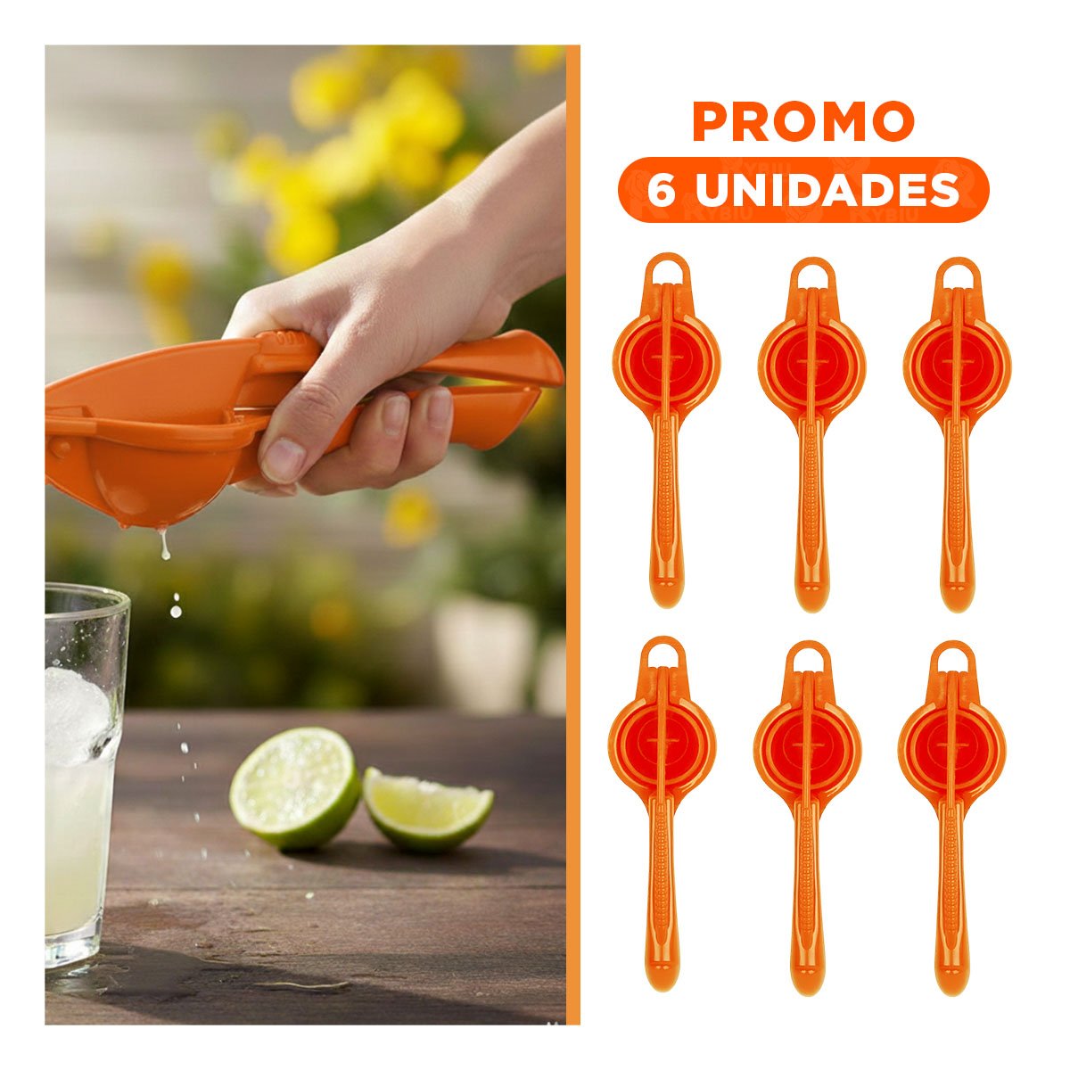 PACK6 MOLINO LIGERO PLASTICO NARANJA RESISTENTE Y PRACTICO PARA USO DIARIO - 1
