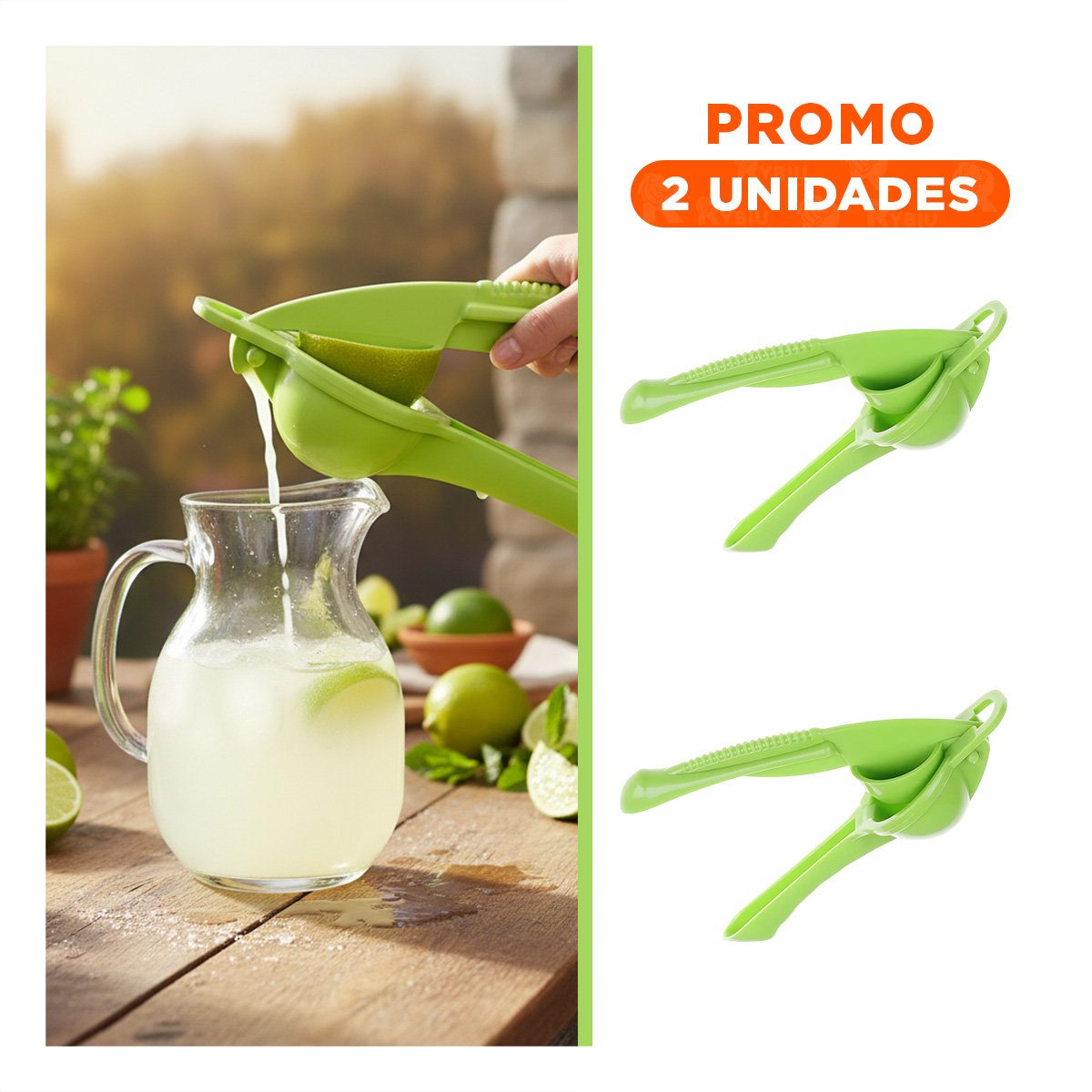 PACK2 LICUA MANUAL PLASTICO VERDE LIMON RESISTENTE Y FACIL DE LIMPIAR - 1