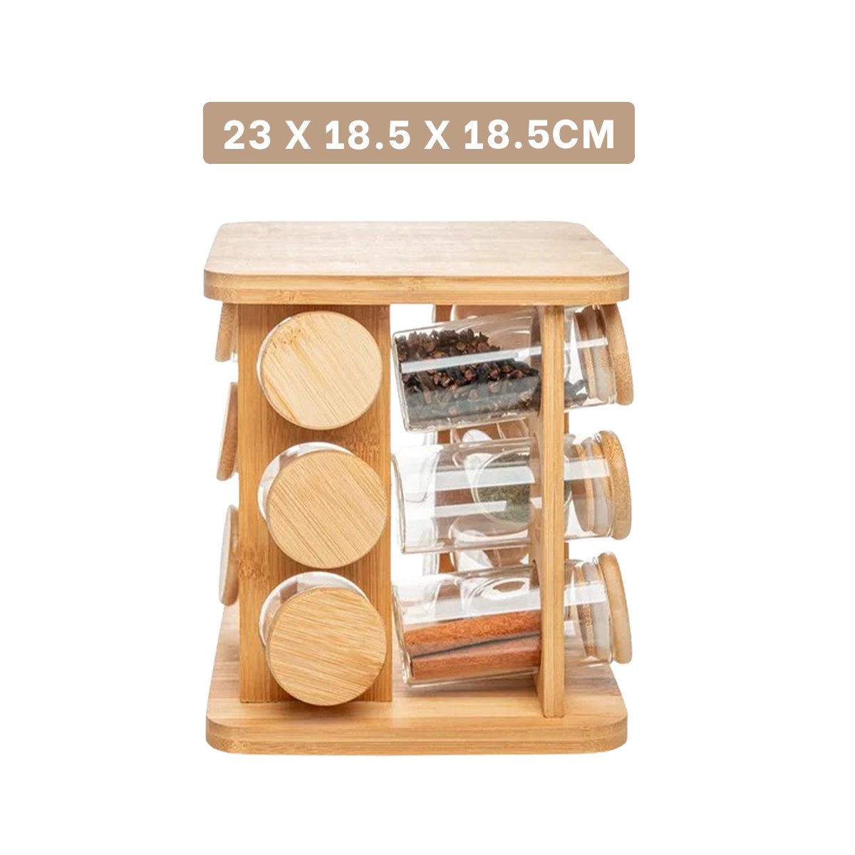 COLECCION GIRATORIA CUADRADA DE MADERA CON 12 FRASCOS COCINA Y+POST IT - 4