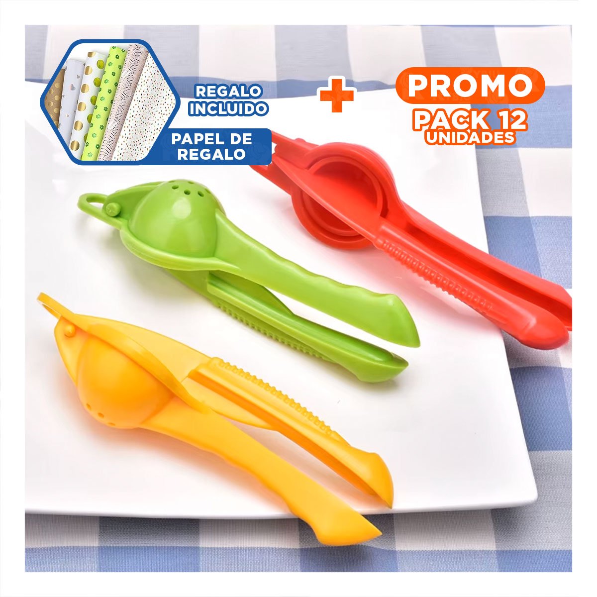 PACK12 TRITURADOR MANUAL PLASTICO VERDE LIMON RESISTENTE Y DURABLE Y+PAPEL REGALO - 1