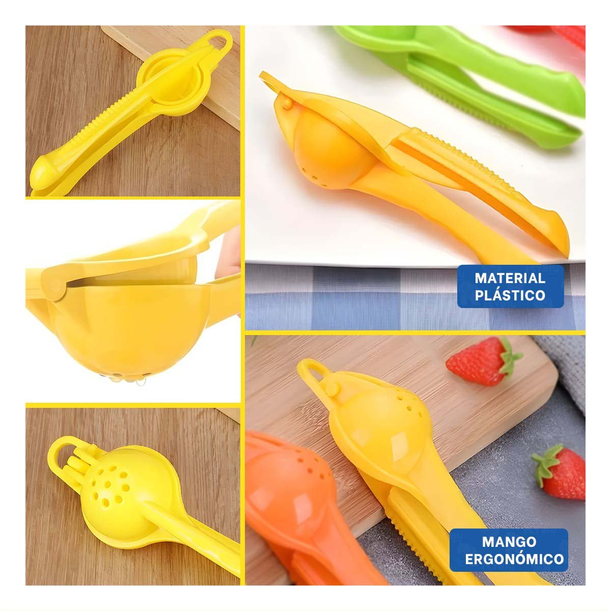 PACK6 MOLINO DE HOGAR PLASTICO AMARILLO PARA BEBIDAS FRESCAS EN CASA Y+PAPEL REGALO - 3