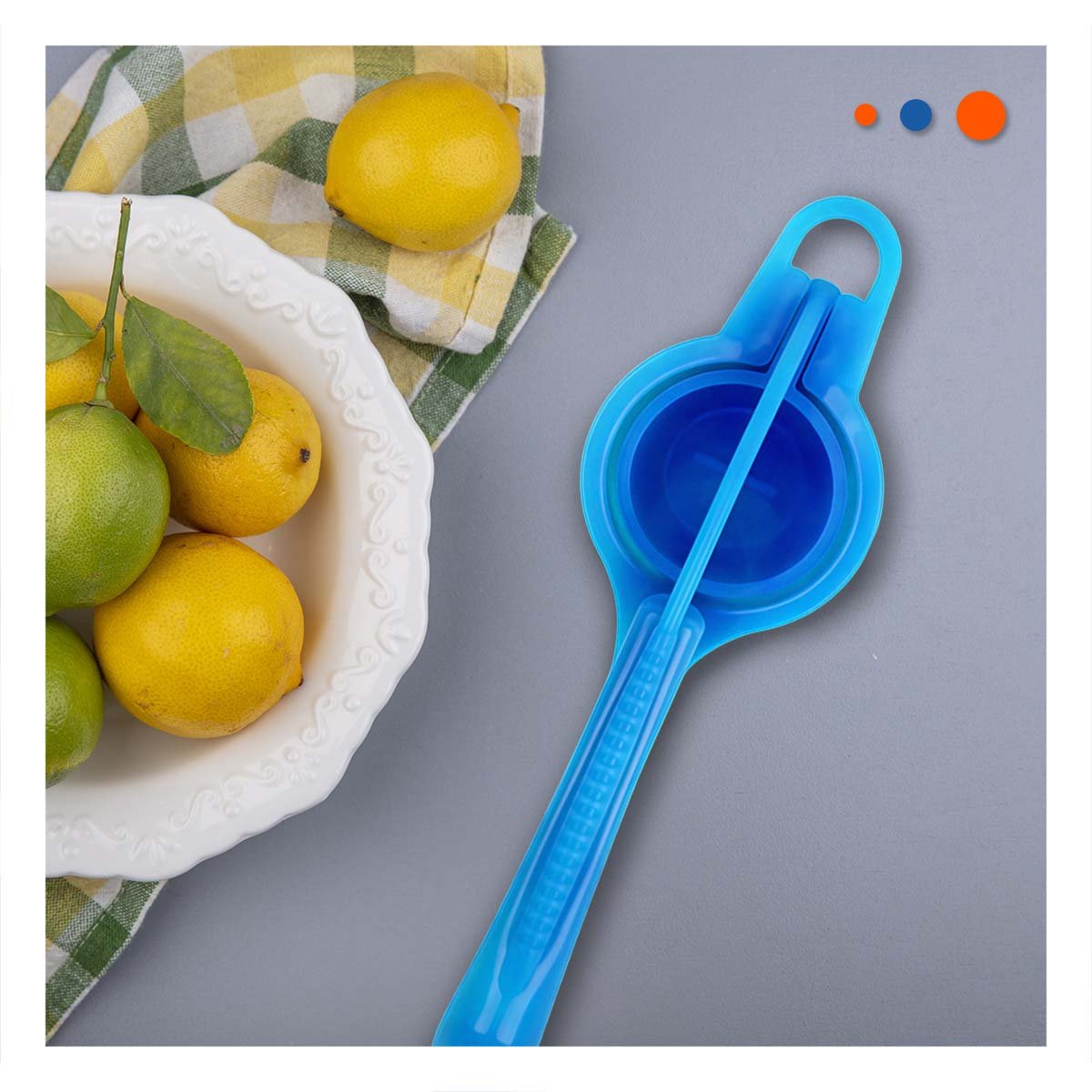 EXTRACTOR DE LIMON PLASTICO CELESTE FACIL DE USAR EN CASA Y FIESTA Y+PAPEL REGALO - 5