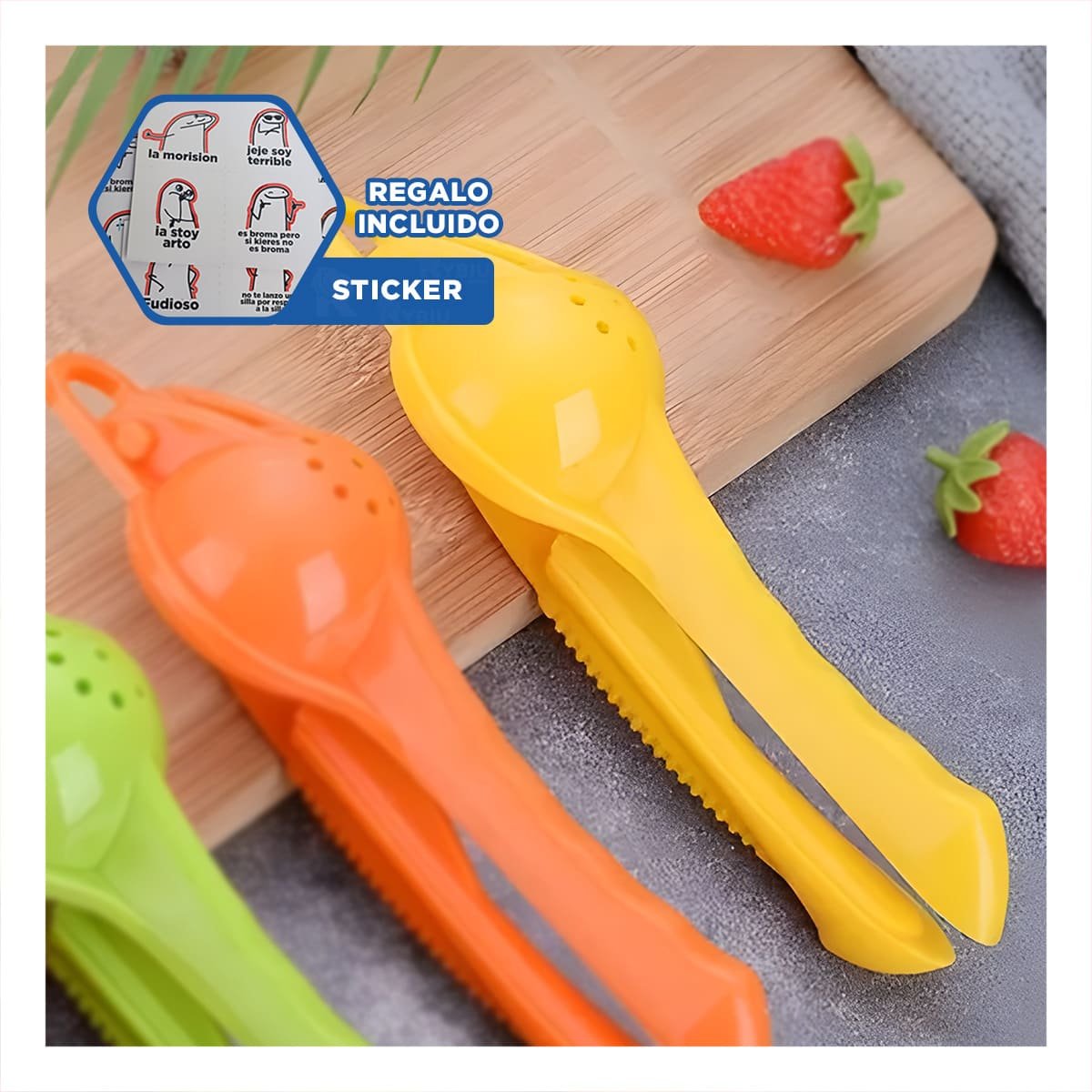 MOLINO DE JUGOS PLASTICO AMARILLO PARA PREPARAR BEBIDAS NATURALES Y+REGALO STICKER - 1