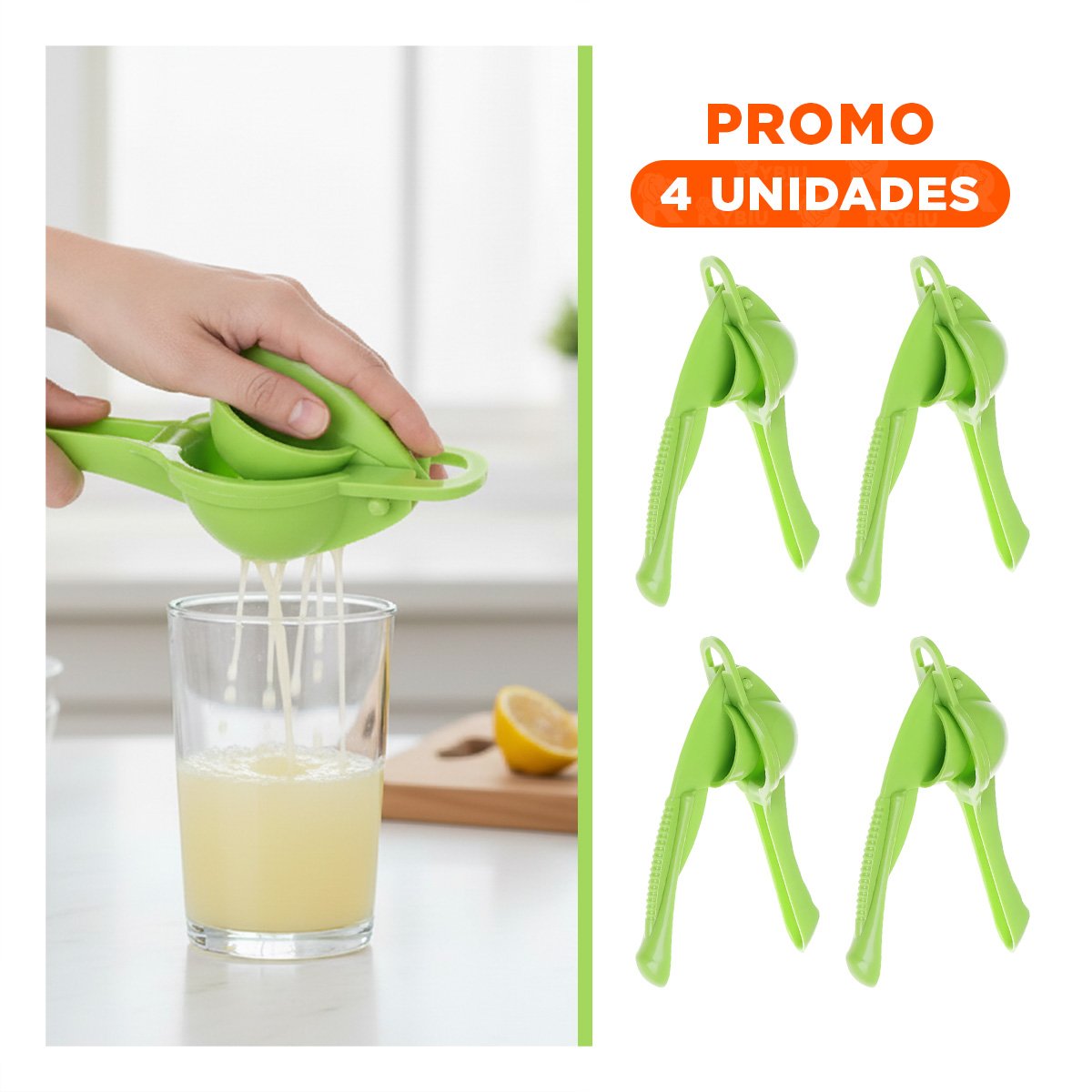 PACK4 PRENSADOR VERDE PLASTICO MANUAL DURABLE Y PRACTICO Y+REGALO STICKER - 1