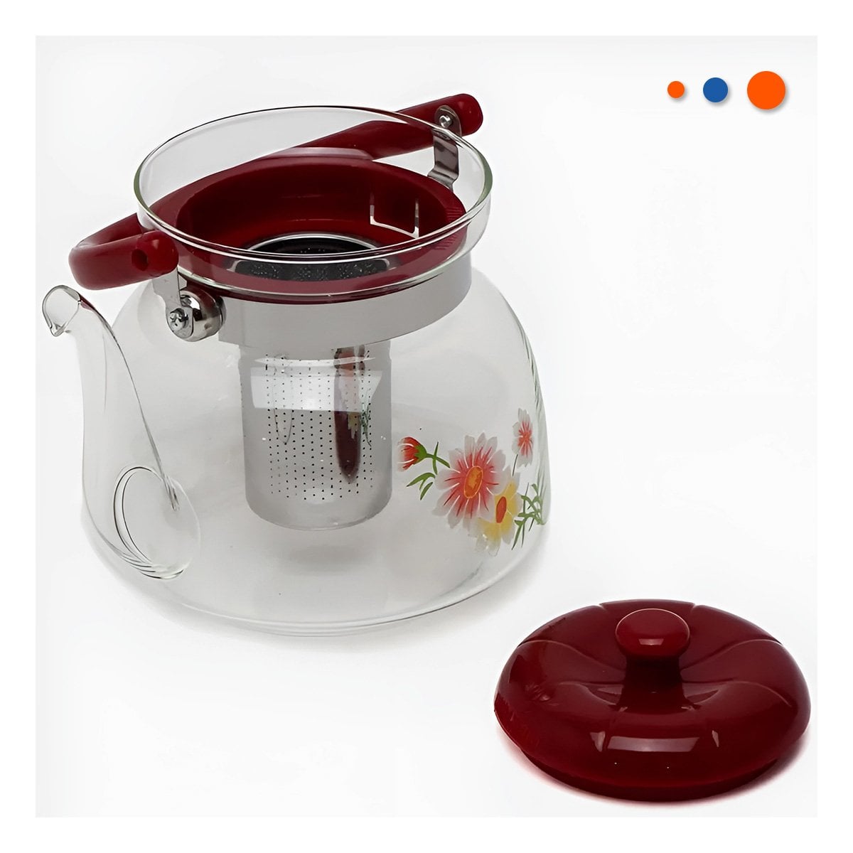 ENVASE PARA TE Y CAFE 1600ML TRANSPARENTE GUINDA VIDRIO DURADERO Y+POST IT - 2