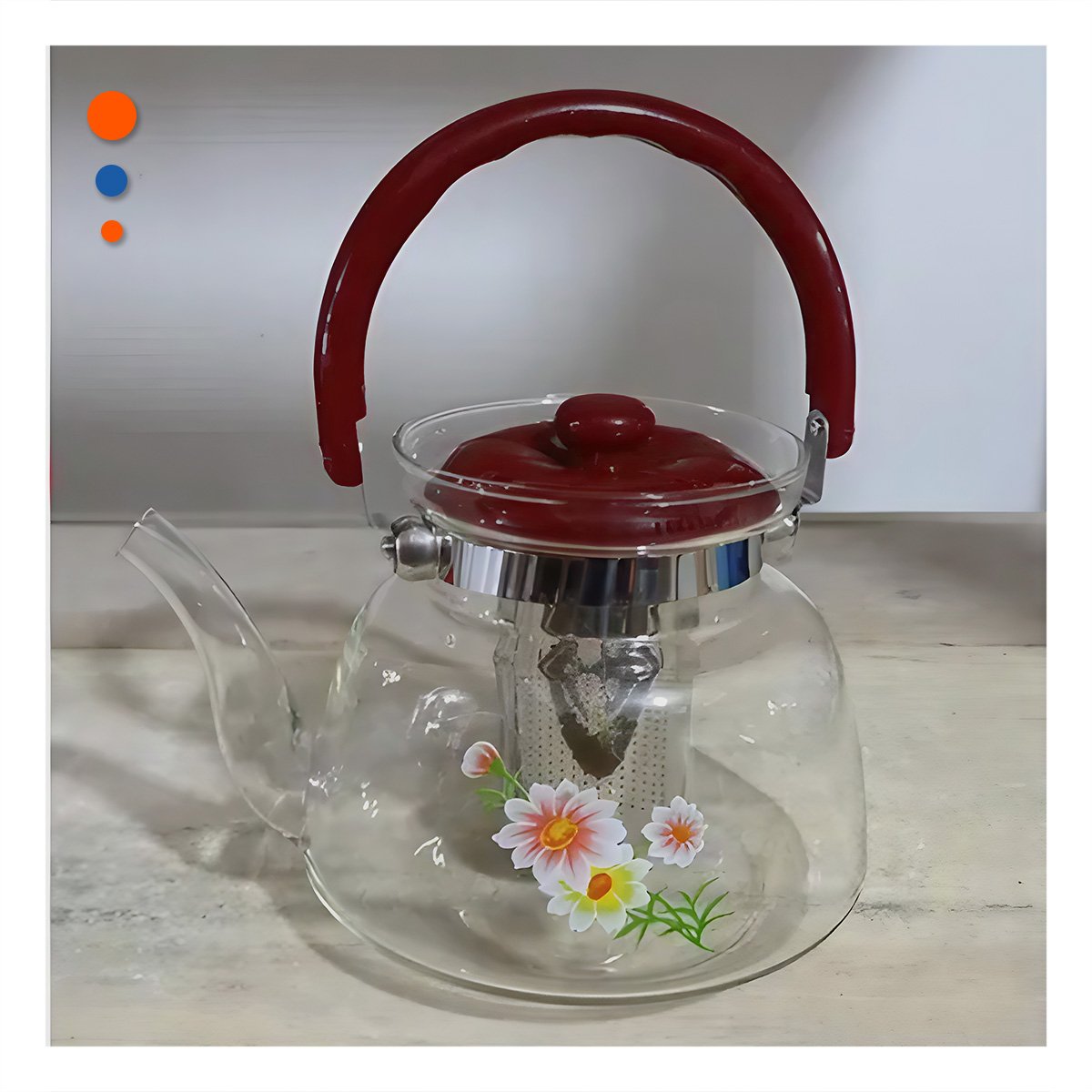 SERVIDOR PARA TE Y CAFE 1600ML TRANSPARENTE GUINDA VIDRIO MODERNO Y+PAPEL REGALO - 3