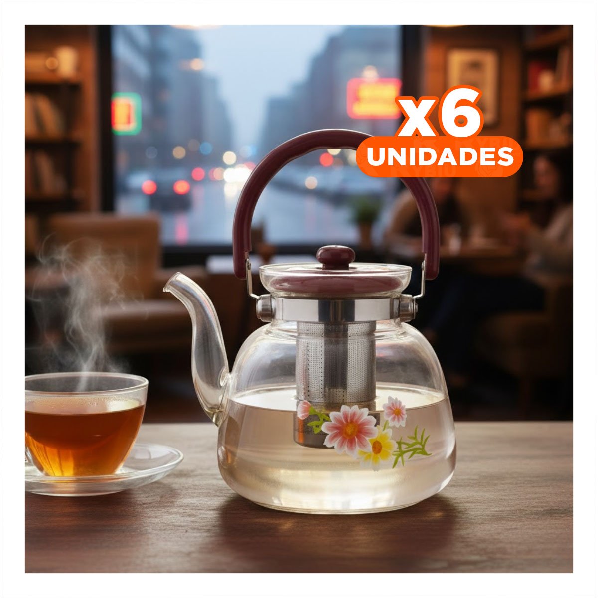 PACK6 COMPLEMENTO PARA BEBIDAS 1600ML TRANSPARENTE GUINDA VIDRIO Y+REGALO STICKER - 1