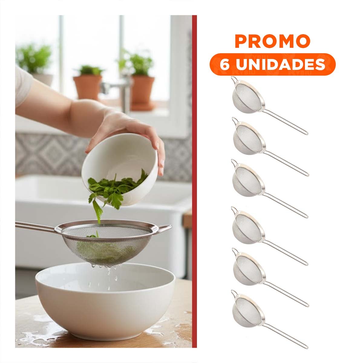 PACK6 ACCESORIO PRACTICO CON MANGO LARGO DE COCINA EN ACERO PLATEADO - 1