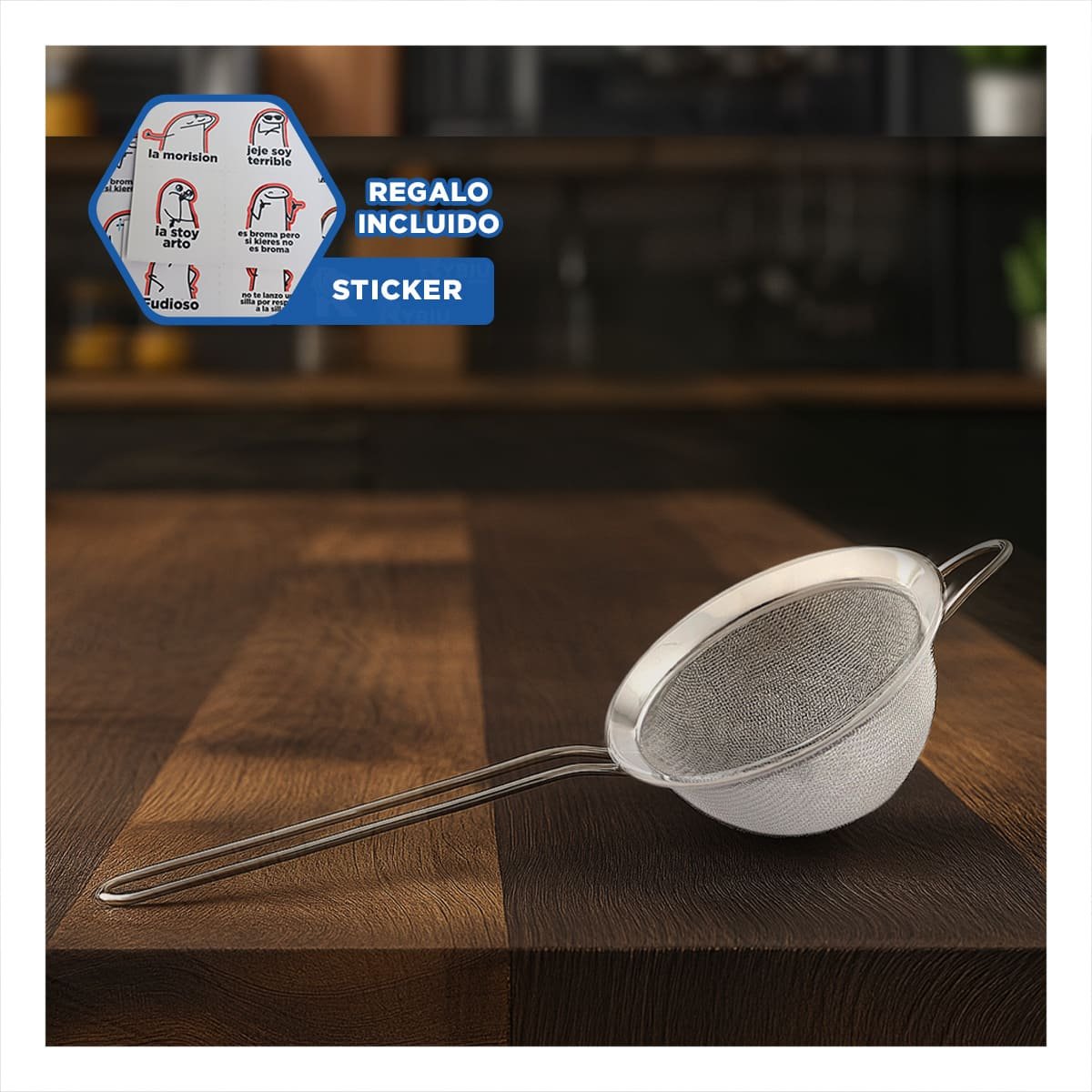 HERRAMIENTA DE COCINA CON MANGO LARGO ACERO INOXIDABLE PLATEADO Y+REGALO STICKER - 1