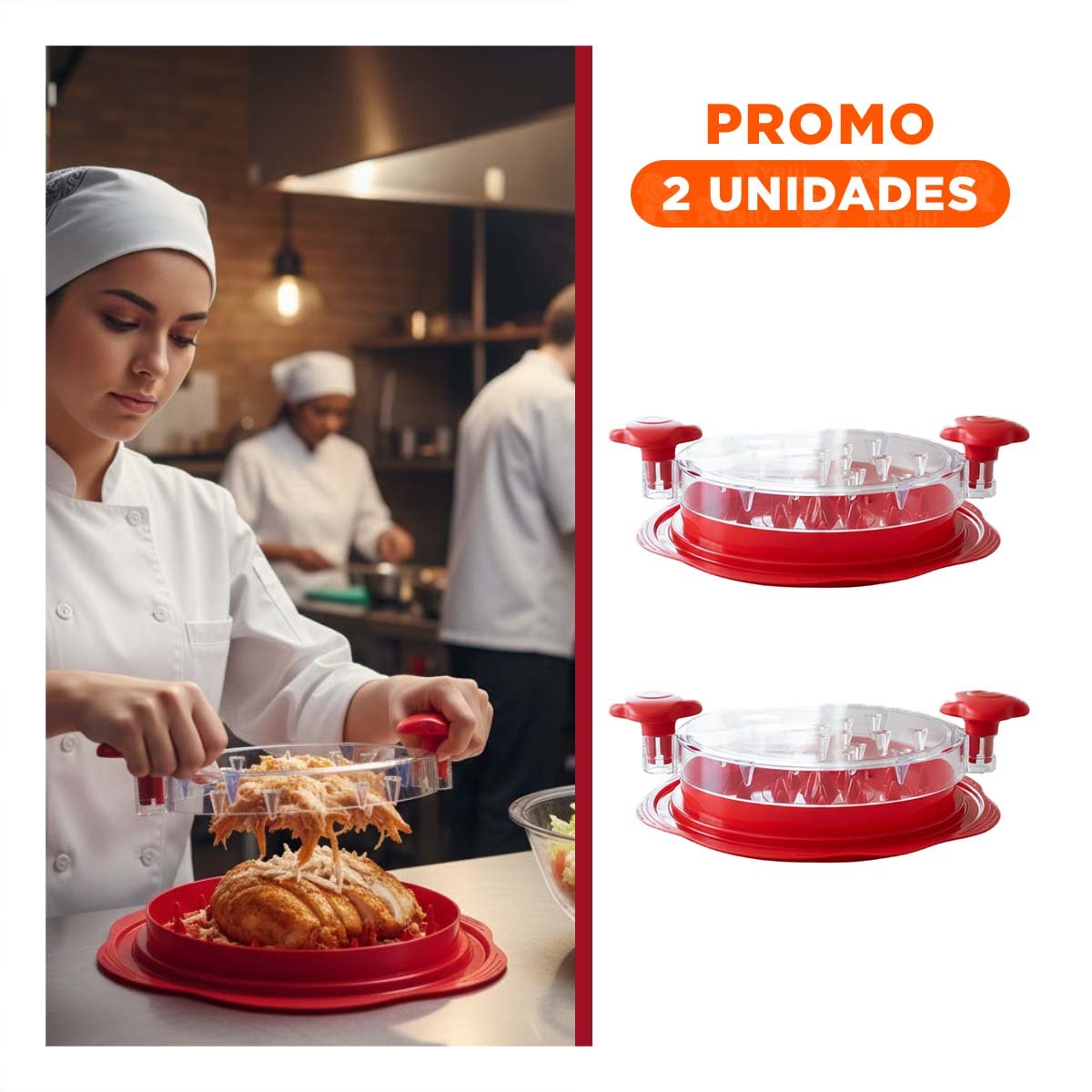 PACK2 ACCESORIO GIRATORIO PRACTICO PARA PREPARAR POLLO DESMENUZADO - 1