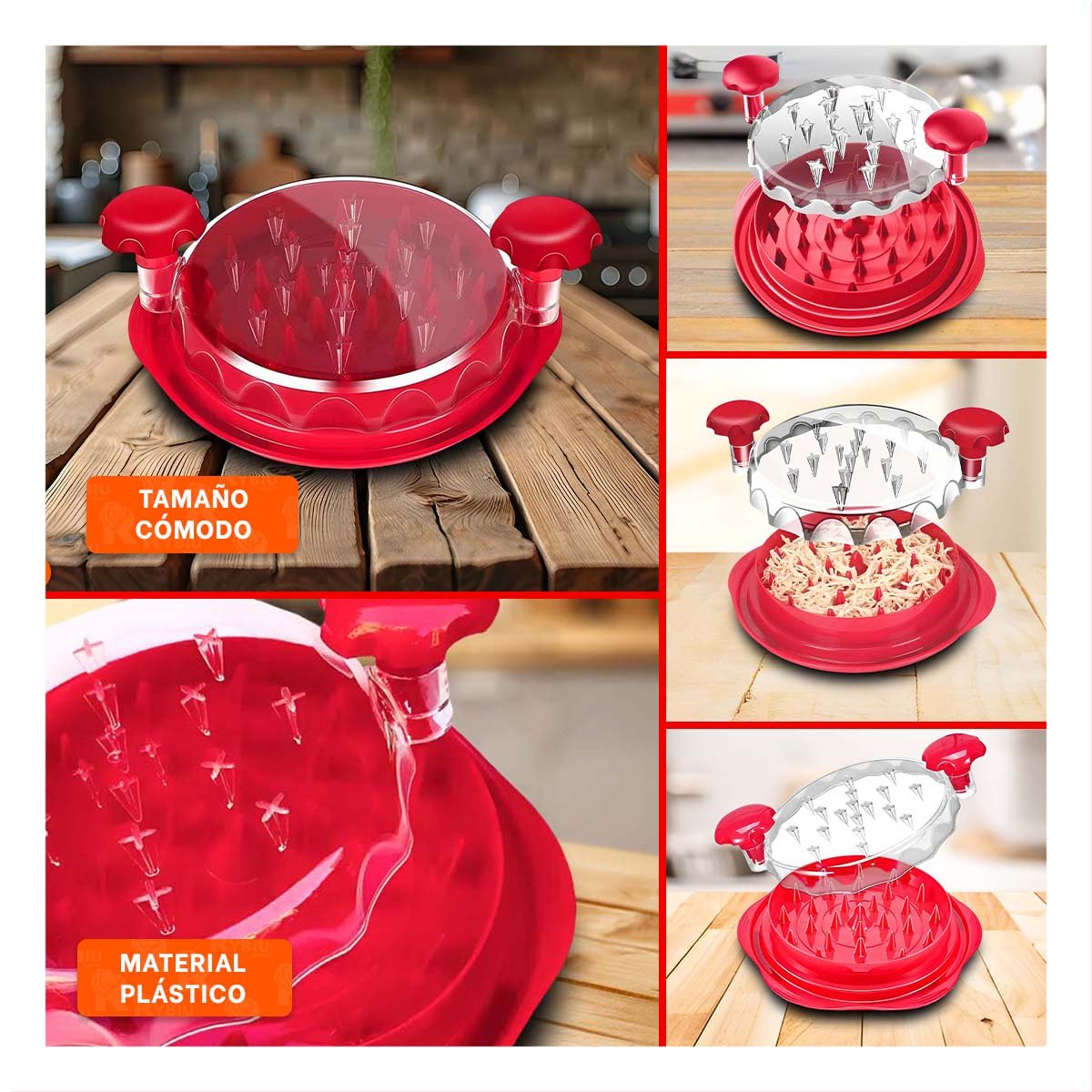 PACK4 PROCESADOR GIRATORIO FUNCIONAL PARA CARNE DE POLLO Y+REGALO STICKER - 2