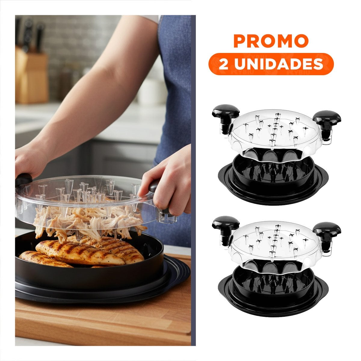 PACK2 ACCESORIO GIRATORIO PRACTICO PARA PREPARAR POLLO DESMENUZADO EN HOGAR - 1