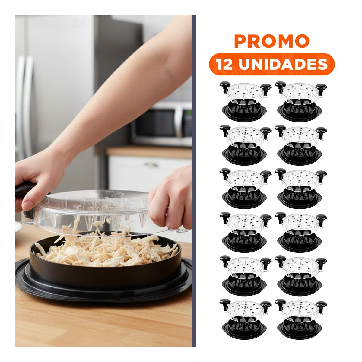 PACK12 RALLADOR MANUAL FUNCIONAL PARA CARNE COCIDA EN COCINA MODERNA Y+REGALO STICKER - 1
