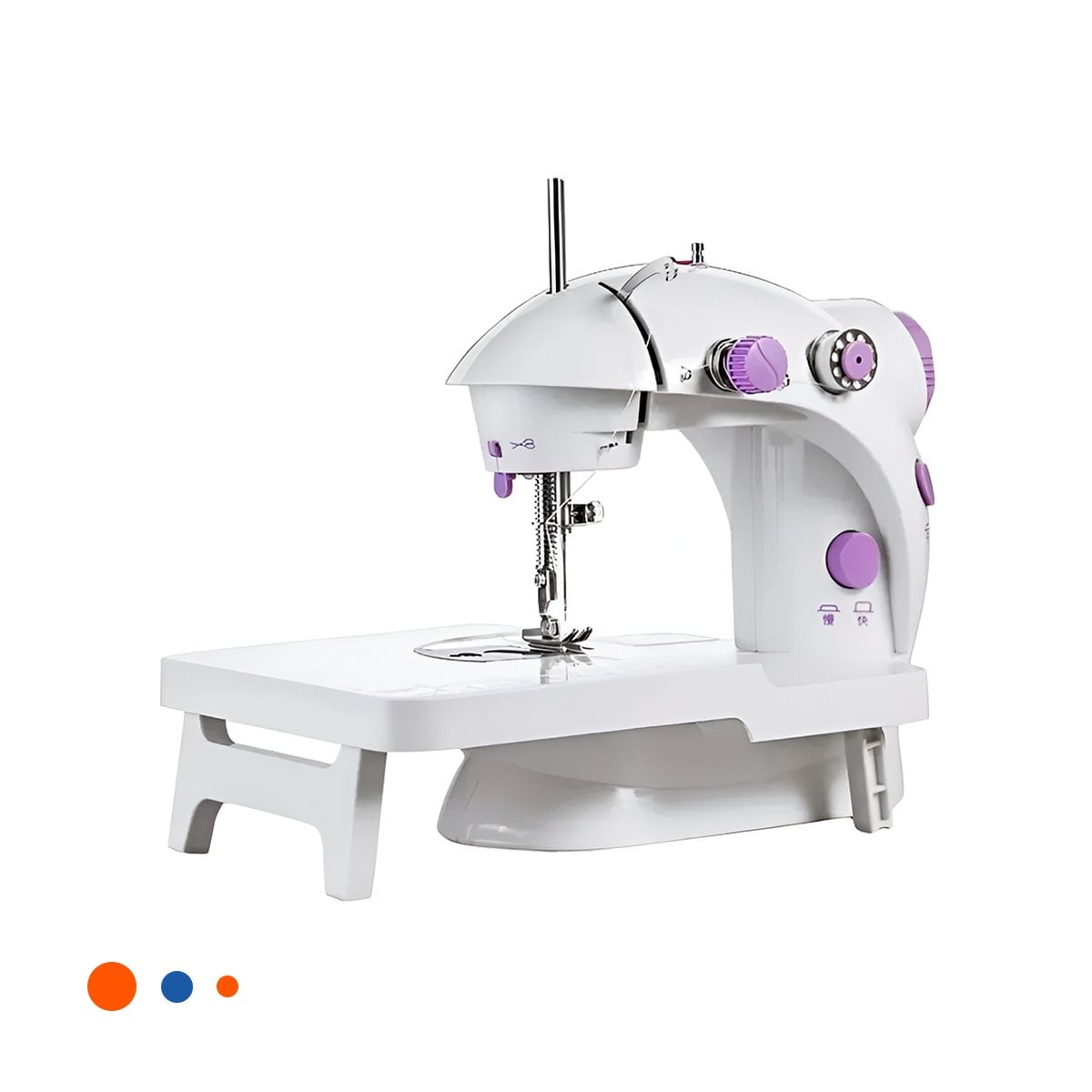 EQUIPO BLANCO DE COSER CON MESA PORTATIL Y DETALLES MORADOS MODERNOS Y+PAPEL REGALO - 1