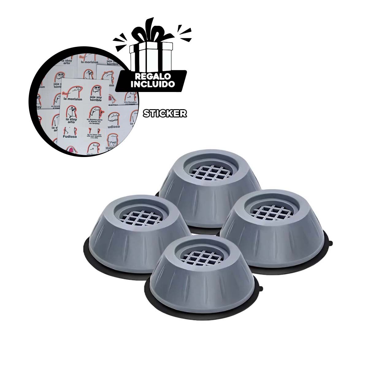 PROTECTOR DE APOYO ANTIVIBRATORIO Y ANTIDESLIZANTE EN CUATRO PIEZAS DOMESTICAS Y+REGALO STICKER - 1