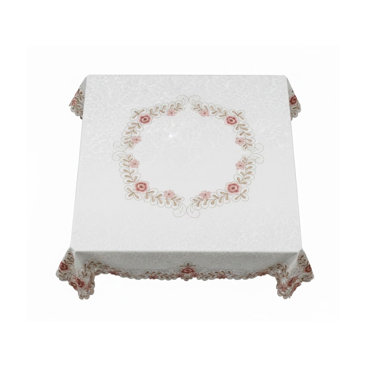 TAPETE DE MESA BORDE BORDADO FLORES Y HOJAS CREMA 350X180CM PARA HOGAR YREGALO STICKER - 3