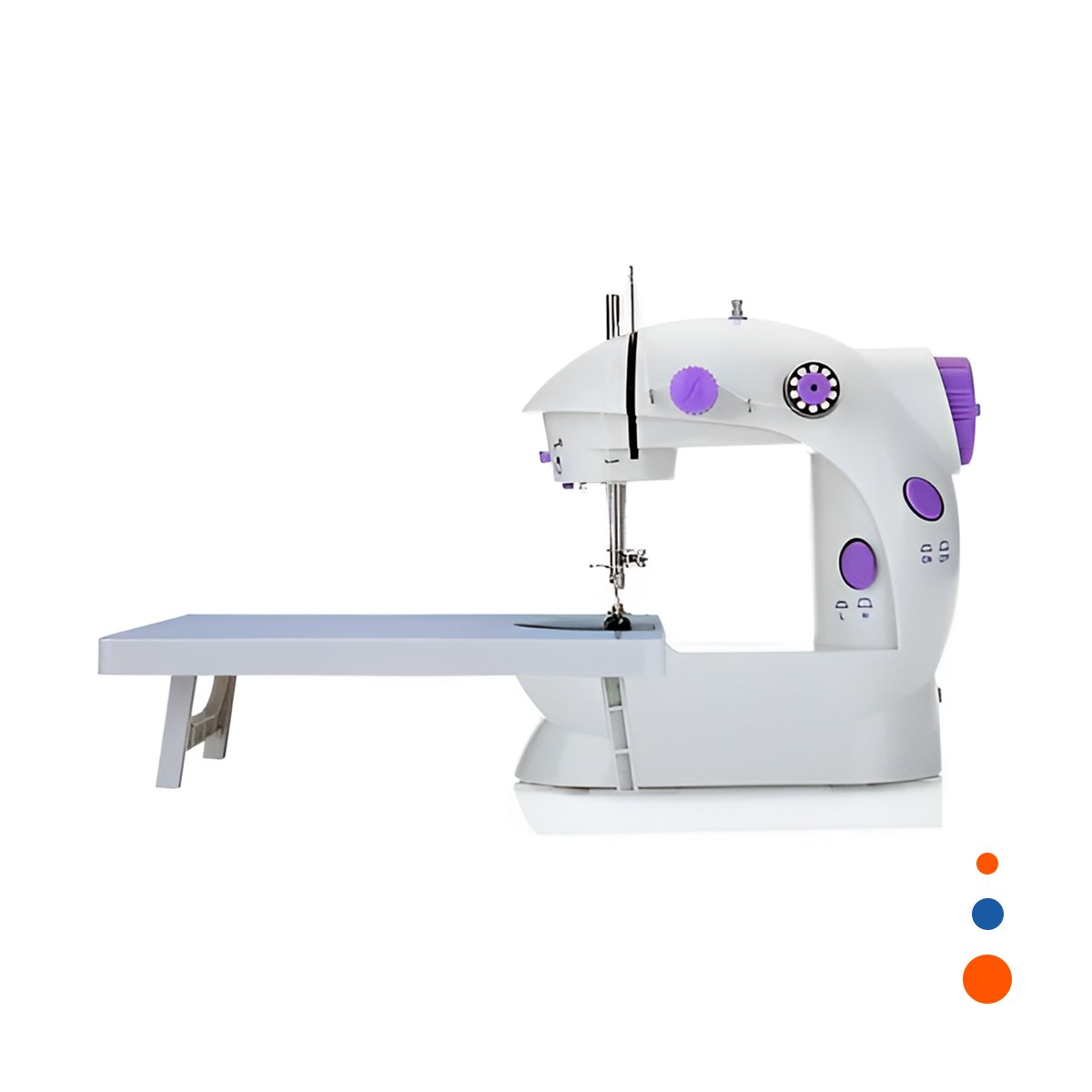 PACK4 MAQUINA CON DETALLES MORADOS Y MESA PORTATIL BLANCO PARA COSER COMODO Y+PAPEL REGALO - 3