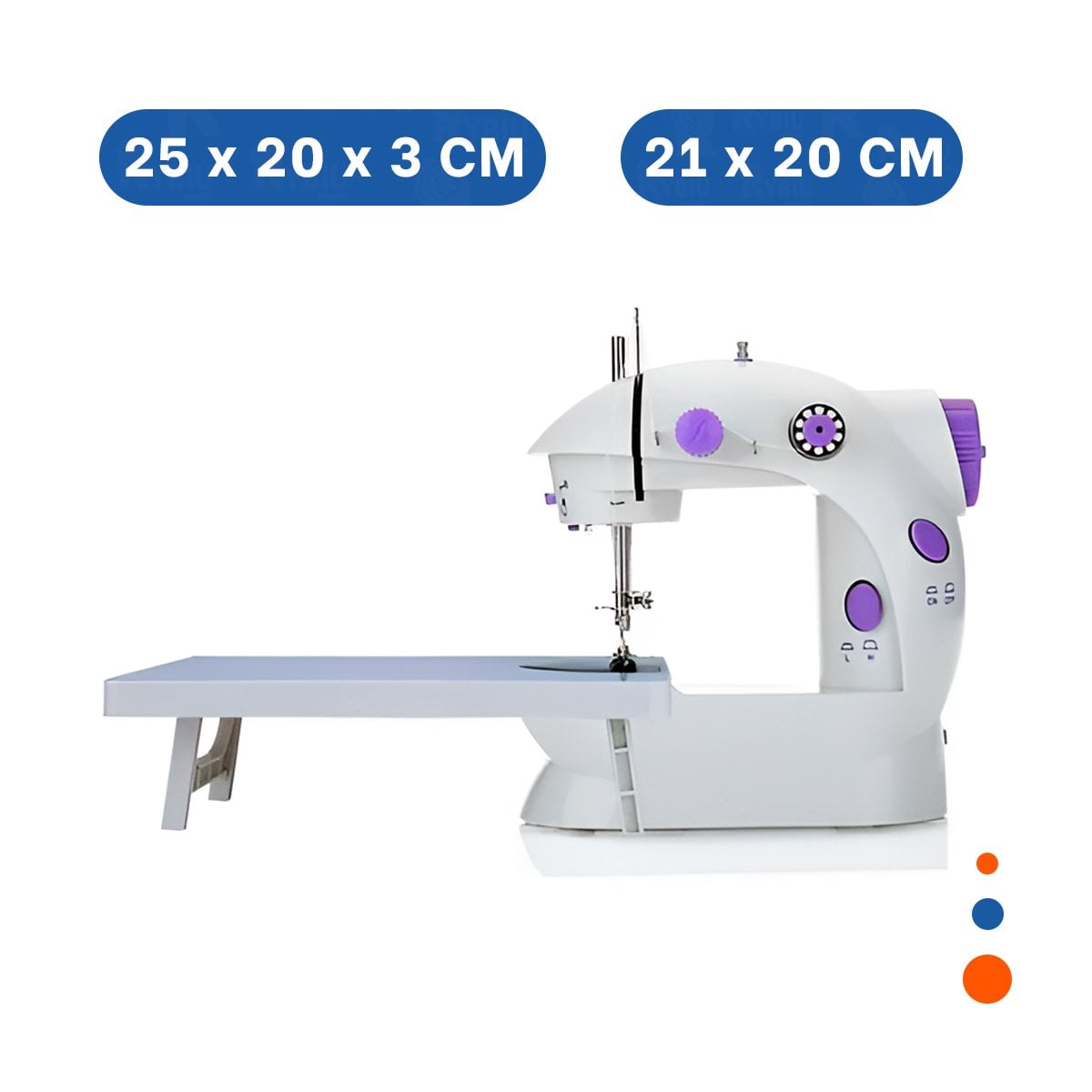 PACK2 MAQUINA PORTATIL DE COSER CON MESA EN BLANCO CON MORADO COMPACTA Y+REGALO STICKER - 4