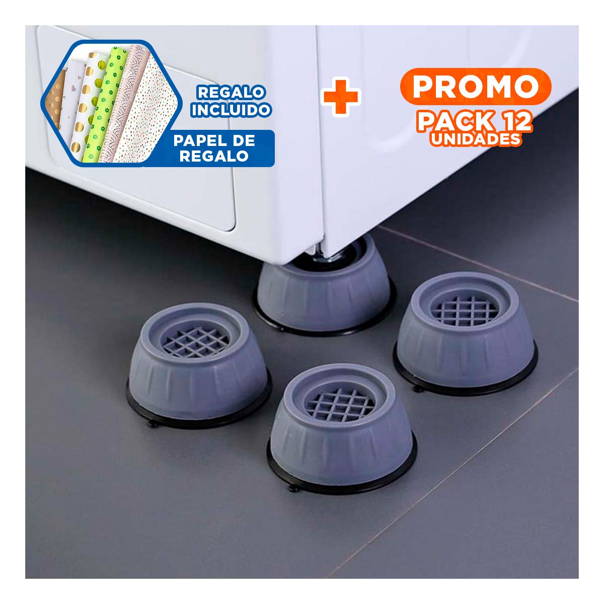 PACK12 PROTECTOR ELECTROHOGAR ANTIVIBRATORIO Y ANTIDESLIZANTE EN SET DE CUATRO Y+PAPEL REGALO - 1